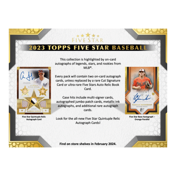 2023 Topps Five Star Baseball Hobby Box - Image 2