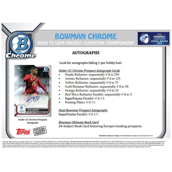 2022 Bowman Chrome Road to UEFA Under 21 European Championship Soccer Hobby 12 Box Case - Image 3